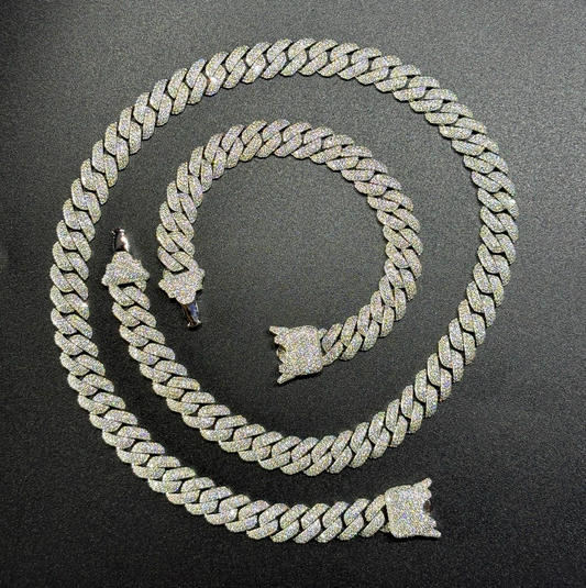 10mm Cuban Chain + Bracelet + Watch Bundle