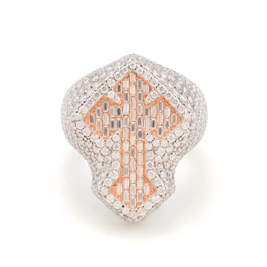 Two-Tone Baguette Cross Ring