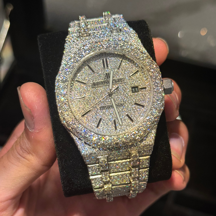 AP Iced Out Watch - White Gold