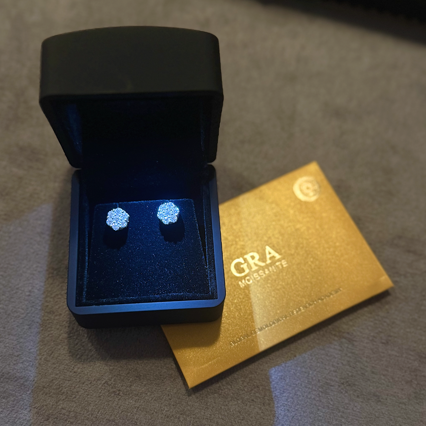 3d Flower Cluster Earrings - White Gold