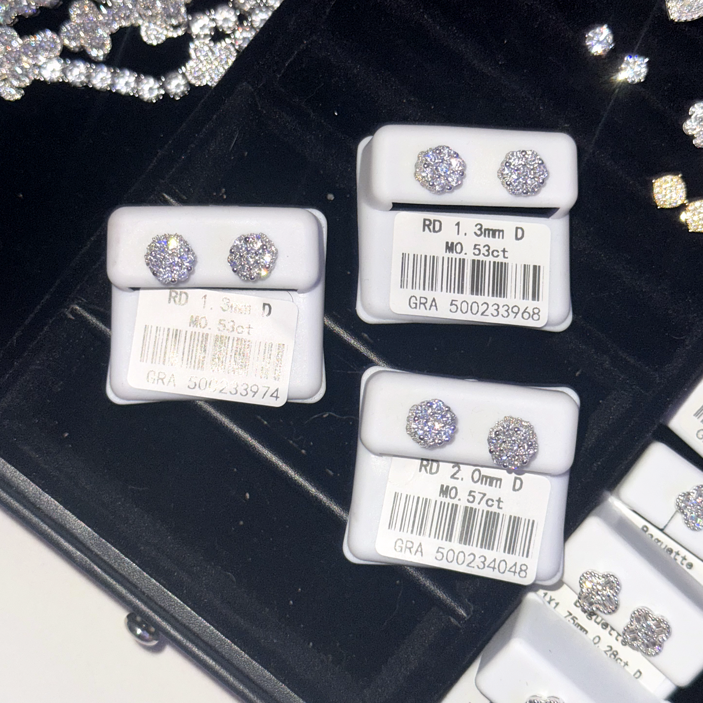 3d Flower Cluster Earrings - White Gold