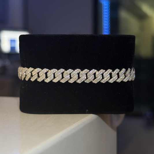 8mm Cuban Bracelet - White Gold