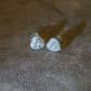 Heart Baguette Earrings - White Gold