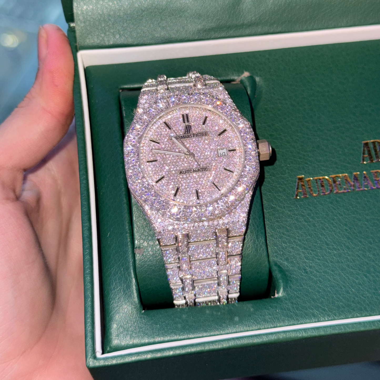 AP Iced Out Watch - White Gold