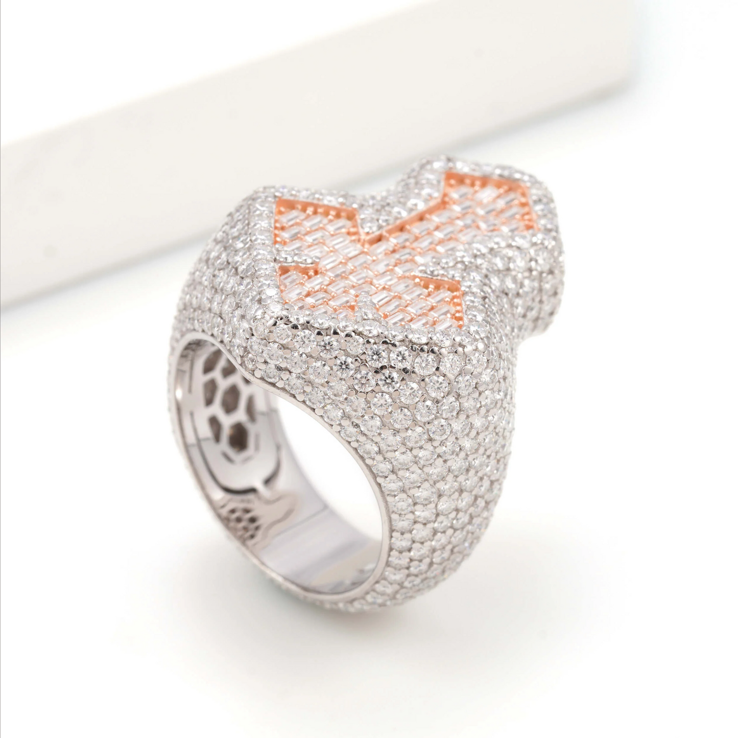 Two-Tone Baguette Cross Ring