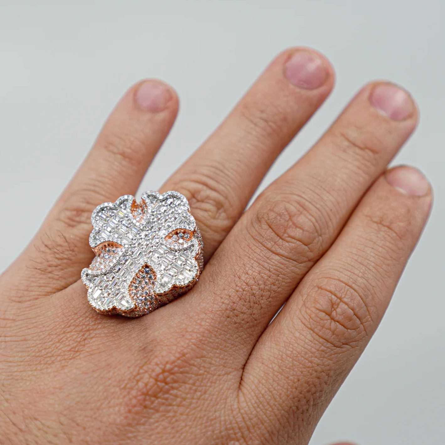 Cross Ring With Baguettes