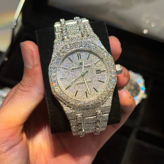 AP Iced Out Watch - White Gold