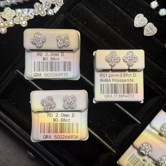 Clover Earrings - White Gold