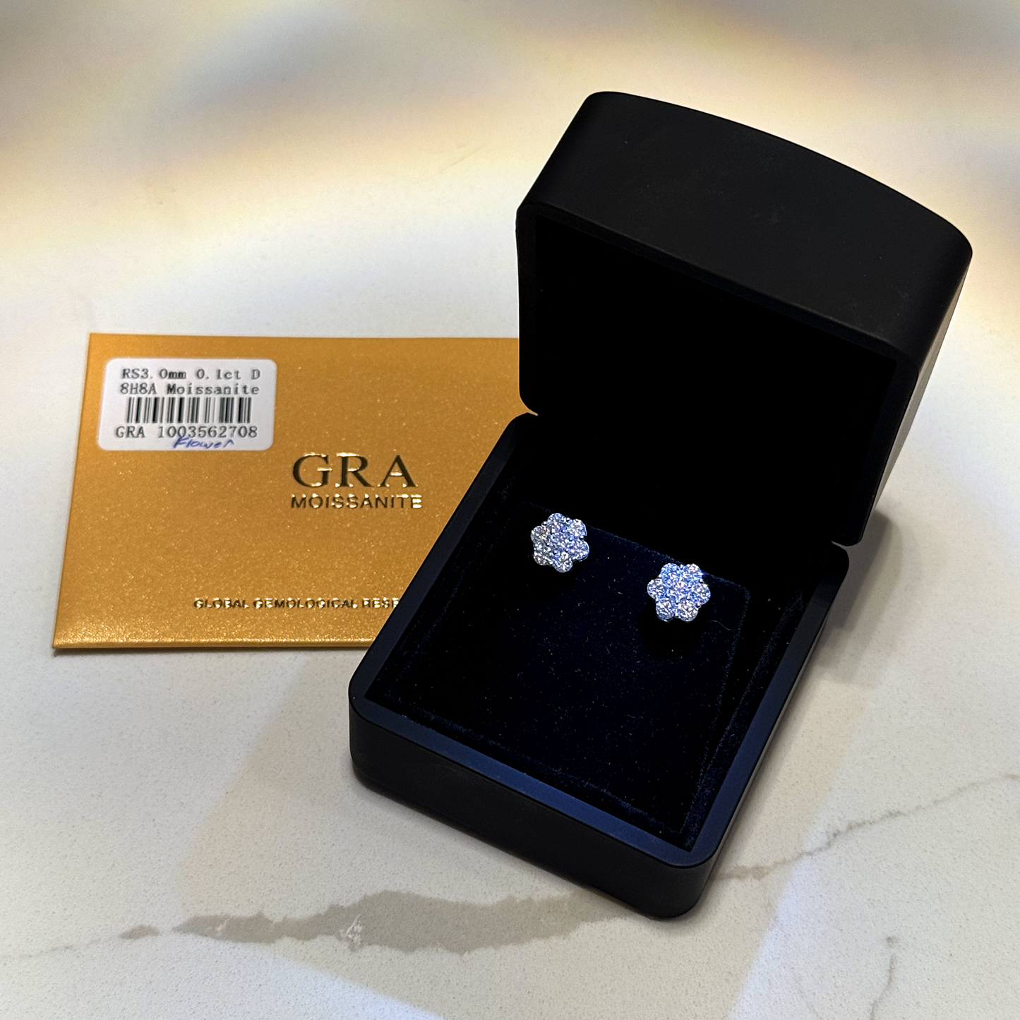 Flower Cluster Earrings - White Gold