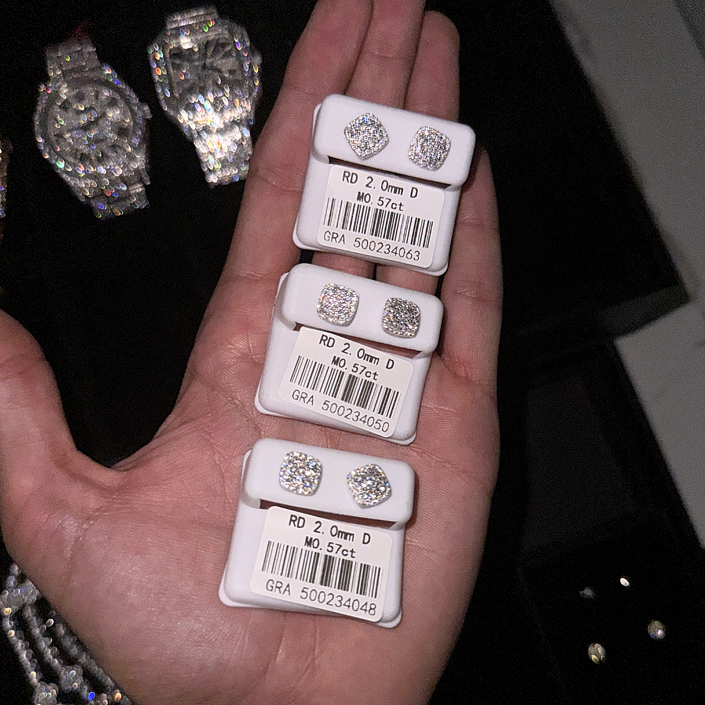 Square Cluster Earrings - White Gold