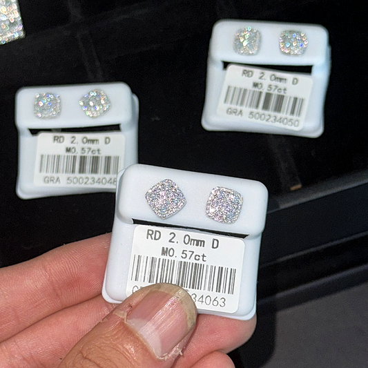 Square Cluster Earrings - White Gold