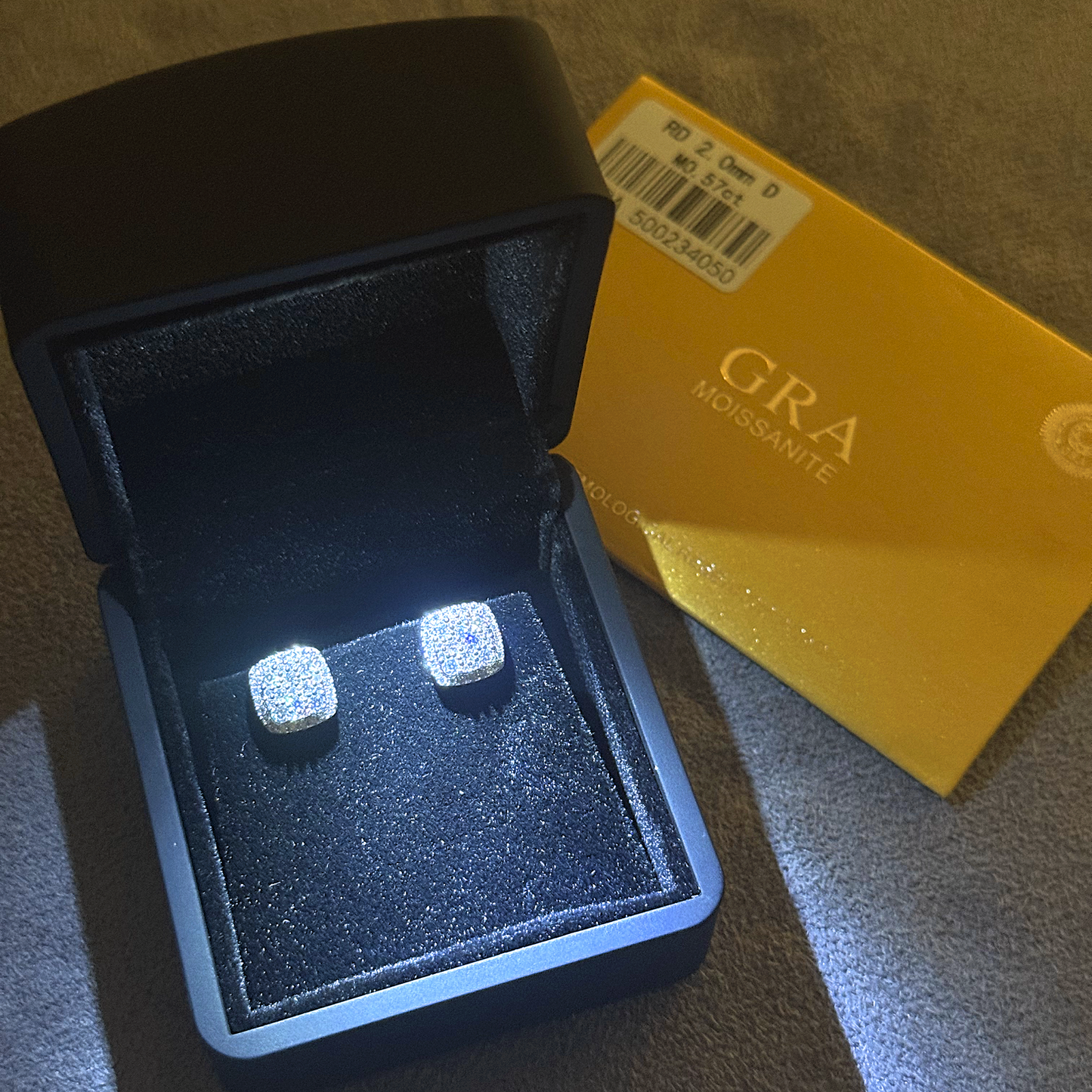 Square Cluster Earrings - White Gold